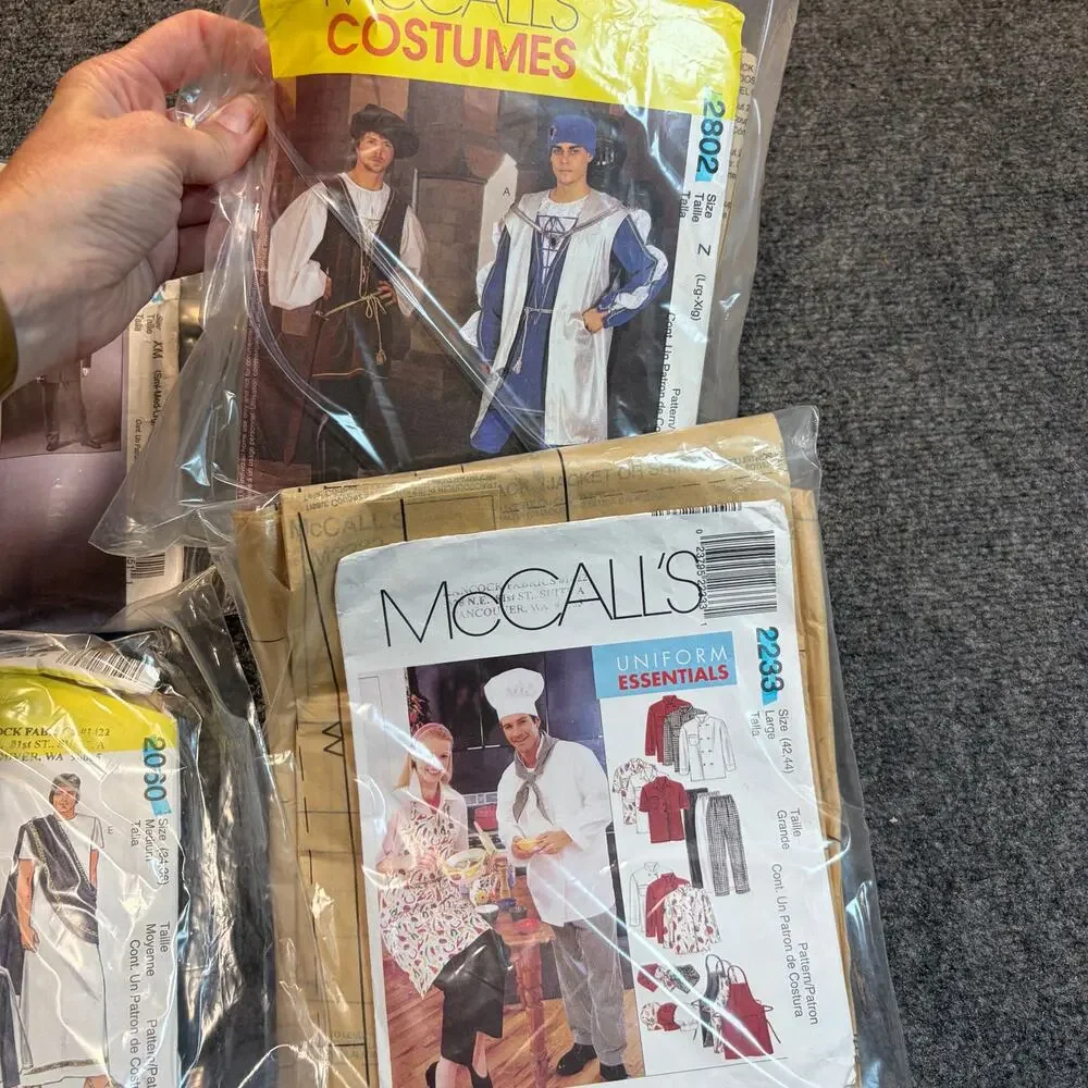 Lot of 6 Vintage 70s McCall's Sewing Patterns for Men's Costumes Elvis Chef